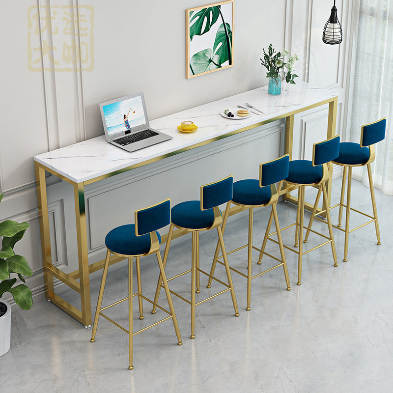 Glam Metal Upholstered Barstool Indoor Bar Stool With Cushion and Iron Legs Clearhalo 'Bar Furniture' 'Bar Stools' 'bar_stools' 'furn' 'furn_bar_stools' 'furniture_bar_stools' 'Kitchen & Dining Furniture' 'kitchen&dining_furn' 'kitchen' 'kitchen_furn' Furniture' 4354653