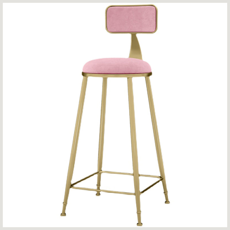 Glam Metal Upholstered Barstool Indoor Bar Stool With Cushion and Iron Legs Clearhalo 'Bar Furniture' 'Bar Stools' 'bar_stools' 'furn' 'furn_bar_stools' 'furniture_bar_stools' 'Kitchen & Dining Furniture' 'kitchen&dining_furn' 'kitchen' 'kitchen_furn' Furniture' 4354654