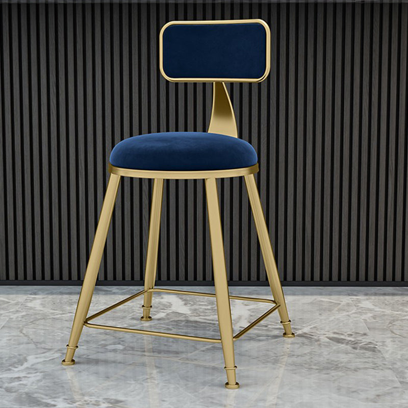 Glam Metal Upholstered Barstool Indoor Bar Stool With Cushion and Iron Legs Clearhalo 'Bar Furniture' 'Bar Stools' 'bar_stools' 'furn' 'furn_bar_stools' 'furniture_bar_stools' 'Kitchen & Dining Furniture' 'kitchen&dining_furn' 'kitchen' 'kitchen_furn' Furniture' 4354657