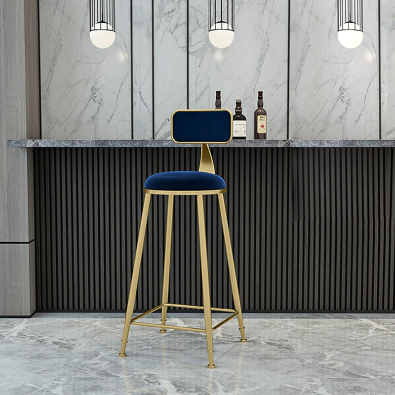Glam Metal Upholstered Barstool Indoor Bar Stool With Cushion and Iron Legs Clearhalo 'Bar Furniture' 'Bar Stools' 'bar_stools' 'furn' 'furn_bar_stools' 'furniture_bar_stools' 'Kitchen & Dining Furniture' 'kitchen&dining_furn' 'kitchen' 'kitchen_furn' Furniture' 4354658