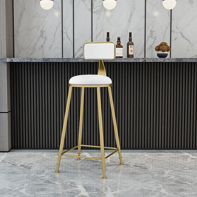 Glam Metal Upholstered Barstool Indoor Bar Stool With Cushion and Iron Legs Clearhalo 'Bar Furniture' 'Bar Stools' 'bar_stools' 'furn' 'furn_bar_stools' 'furniture_bar_stools' 'Kitchen & Dining Furniture' 'kitchen&dining_furn' 'kitchen' 'kitchen_furn' Furniture' 4354659