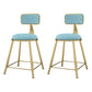 Glam Metal Upholstered Barstool Indoor Bar Stool With Cushion and Iron Legs Sky Blue 2 Piece Set Short Stool(18"H) Clearhalo 'Bar Furniture' 'Bar Stools' 'bar_stools' 'furn' 'furn_bar_stools' 'furniture_bar_stools' 'Kitchen & Dining Furniture' 'kitchen&dining_furn' 'kitchen' 'kitchen_furn' Furniture' 4354660
