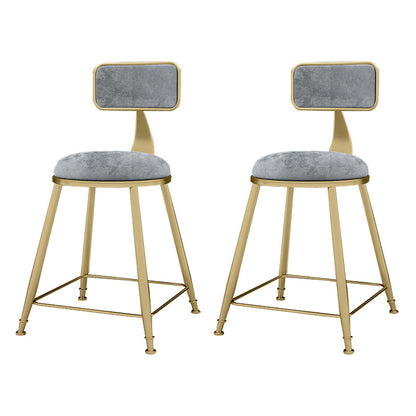 Glam Metal Upholstered Barstool Indoor Bar Stool With Cushion and Iron Legs Grey 2 Piece Set Short Stool(18"H) Clearhalo 'Bar Furniture' 'Bar Stools' 'bar_stools' 'furn' 'furn_bar_stools' 'furniture_bar_stools' 'Kitchen & Dining Furniture' 'kitchen&dining_furn' 'kitchen' 'kitchen_furn' Furniture' 4354664