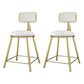 Glam Metal Upholstered Barstool Indoor Bar Stool With Cushion and Iron Legs White 2 Piece Set Short Stool(18"H) Clearhalo 'Bar Furniture' 'Bar Stools' 'bar_stools' 'furn' 'furn_bar_stools' 'furniture_bar_stools' 'Kitchen & Dining Furniture' 'kitchen&dining_furn' 'kitchen' 'kitchen_furn' Furniture' 4354665