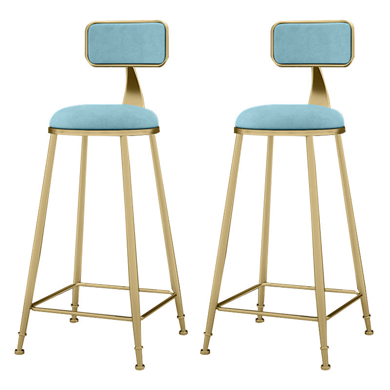 Glam Metal Upholstered Barstool Indoor Bar Stool With Cushion and Iron Legs Sky Blue 2 Piece Set Clearhalo 'Bar Furniture' 'Bar Stools' 'bar_stools' 'furn' 'furn_bar_stools' 'furniture_bar_stools' 'Kitchen & Dining Furniture' 'kitchen&dining_furn' 'kitchen' 'kitchen_furn' Furniture' 4354666