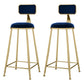 Glam Metal Upholstered Barstool Indoor Bar Stool With Cushion and Iron Legs Dark Blue 2 Piece Set Clearhalo 'Bar Furniture' 'Bar Stools' 'bar_stools' 'furn' 'furn_bar_stools' 'furniture_bar_stools' 'Kitchen & Dining Furniture' 'kitchen&dining_furn' 'kitchen' 'kitchen_furn' Furniture' 4354668