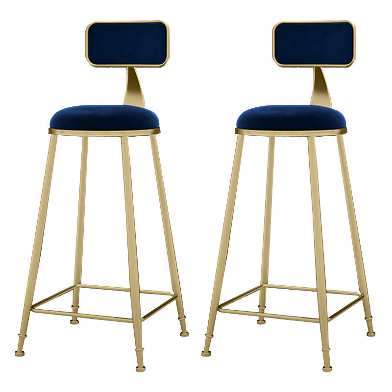 Glam Metal Upholstered Barstool Indoor Bar Stool With Cushion and Iron Legs Dark Blue 2 Piece Set Clearhalo 'Bar Furniture' 'Bar Stools' 'bar_stools' 'furn' 'furn_bar_stools' 'furniture_bar_stools' 'Kitchen & Dining Furniture' 'kitchen&dining_furn' 'kitchen' 'kitchen_furn' Furniture' 4354668