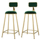 Glam Metal Upholstered Barstool Indoor Bar Stool With Cushion and Iron Legs Green 2 Piece Set Clearhalo 'Bar Furniture' 'Bar Stools' 'bar_stools' 'furn' 'furn_bar_stools' 'furniture_bar_stools' 'Kitchen & Dining Furniture' 'kitchen&dining_furn' 'kitchen' 'kitchen_furn' Furniture' 4354669