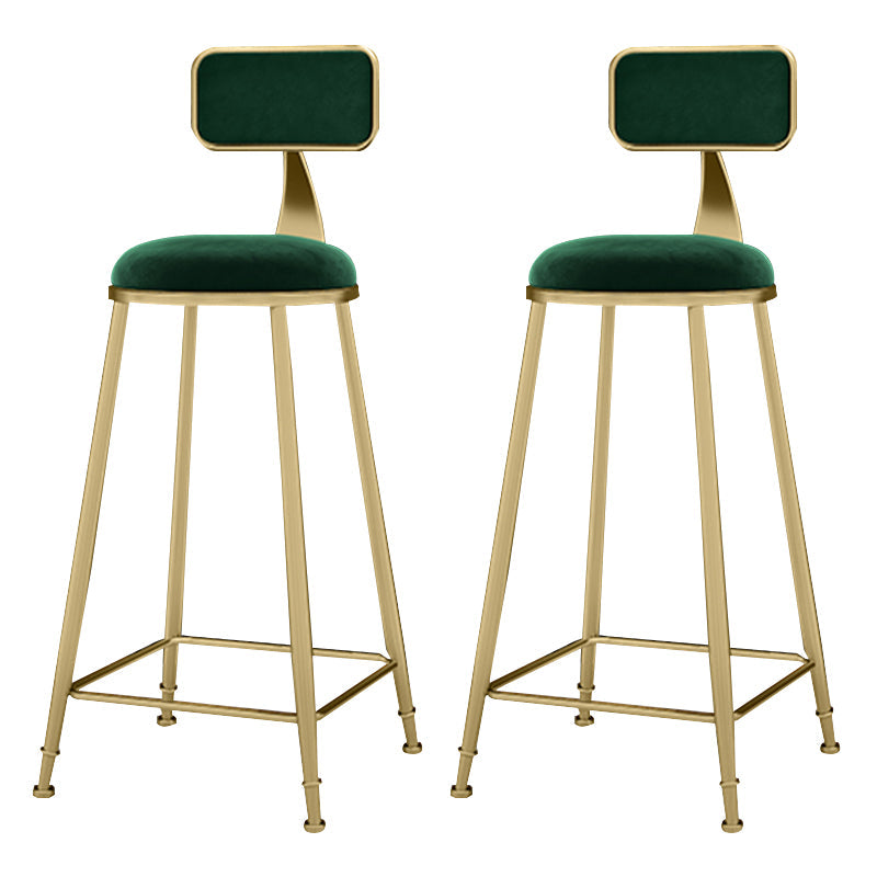 Glam Metal Upholstered Barstool Indoor Bar Stool With Cushion and Iron Legs Green 2 Piece Set Clearhalo 'Bar Furniture' 'Bar Stools' 'bar_stools' 'furn' 'furn_bar_stools' 'furniture_bar_stools' 'Kitchen & Dining Furniture' 'kitchen&dining_furn' 'kitchen' 'kitchen_furn' Furniture' 4354669