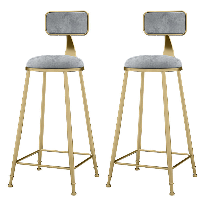 Glam Metal Upholstered Barstool Indoor Bar Stool With Cushion and Iron Legs Grey 2 Piece Set Clearhalo 'Bar Furniture' 'Bar Stools' 'bar_stools' 'furn' 'furn_bar_stools' 'furniture_bar_stools' 'Kitchen & Dining Furniture' 'kitchen&dining_furn' 'kitchen' 'kitchen_furn' Furniture' 4354670