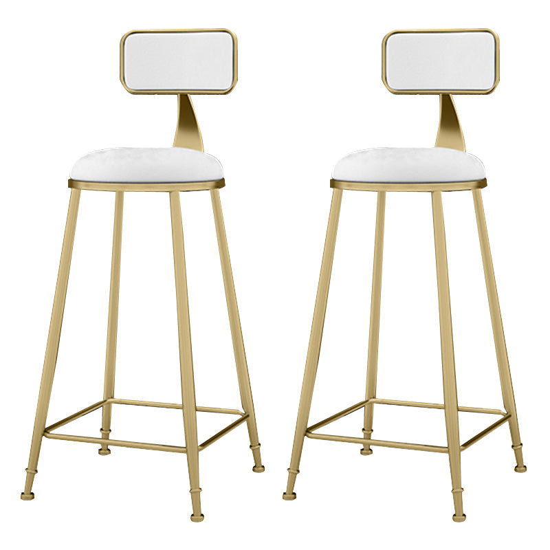 Glam Metal Upholstered Barstool Indoor Bar Stool With Cushion and Iron Legs White 2 Piece Set Clearhalo 'Bar Furniture' 'Bar Stools' 'bar_stools' 'furn' 'furn_bar_stools' 'furniture_bar_stools' 'Kitchen & Dining Furniture' 'kitchen&dining_furn' 'kitchen' 'kitchen_furn' Furniture' 4354671