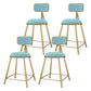Glam Metal Upholstered Barstool Indoor Bar Stool With Cushion and Iron Legs Sky Blue 4 Piece Set Short Stool(18"H) Clearhalo 'Bar Furniture' 'Bar Stools' 'bar_stools' 'furn' 'furn_bar_stools' 'furniture_bar_stools' 'Kitchen & Dining Furniture' 'kitchen&dining_furn' 'kitchen' 'kitchen_furn' Furniture' 4354672