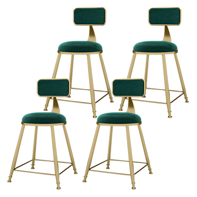 Glam Metal Upholstered Barstool Indoor Bar Stool With Cushion and Iron Legs Green 4 Piece Set Short Stool(18"H) Clearhalo 'Bar Furniture' 'Bar Stools' 'bar_stools' 'furn' 'furn_bar_stools' 'furniture_bar_stools' 'Kitchen & Dining Furniture' 'kitchen&dining_furn' 'kitchen' 'kitchen_furn' Furniture' 4354675