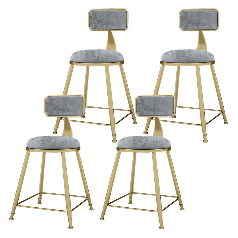 Glam Metal Upholstered Barstool Indoor Bar Stool With Cushion and Iron Legs Grey 4 Piece Set Short Stool(18"H) Clearhalo 'Bar Furniture' 'Bar Stools' 'bar_stools' 'furn' 'furn_bar_stools' 'furniture_bar_stools' 'Kitchen & Dining Furniture' 'kitchen&dining_furn' 'kitchen' 'kitchen_furn' Furniture' 4354676