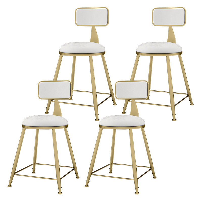 Glam Metal Upholstered Barstool Indoor Bar Stool With Cushion and Iron Legs White 4 Piece Set Short Stool(18"H) Clearhalo 'Bar Furniture' 'Bar Stools' 'bar_stools' 'furn' 'furn_bar_stools' 'furniture_bar_stools' 'Kitchen & Dining Furniture' 'kitchen&dining_furn' 'kitchen' 'kitchen_furn' Furniture' 4354677