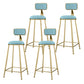 Glam Metal Upholstered Barstool Indoor Bar Stool With Cushion and Iron Legs Sky Blue 4 Piece Set Clearhalo 'Bar Furniture' 'Bar Stools' 'bar_stools' 'furn' 'furn_bar_stools' 'furniture_bar_stools' 'Kitchen & Dining Furniture' 'kitchen&dining_furn' 'kitchen' 'kitchen_furn' Furniture' 4354678
