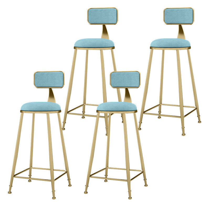 Glam Metal Upholstered Barstool Indoor Bar Stool With Cushion and Iron Legs Sky Blue 4 Piece Set Clearhalo 'Bar Furniture' 'Bar Stools' 'bar_stools' 'furn' 'furn_bar_stools' 'furniture_bar_stools' 'Kitchen & Dining Furniture' 'kitchen&dining_furn' 'kitchen' 'kitchen_furn' Furniture' 4354678