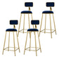 Glam Metal Upholstered Barstool Indoor Bar Stool With Cushion and Iron Legs Dark Blue 4 Piece Set Clearhalo 'Bar Furniture' 'Bar Stools' 'bar_stools' 'furn' 'furn_bar_stools' 'furniture_bar_stools' 'Kitchen & Dining Furniture' 'kitchen&dining_furn' 'kitchen' 'kitchen_furn' Furniture' 4354680