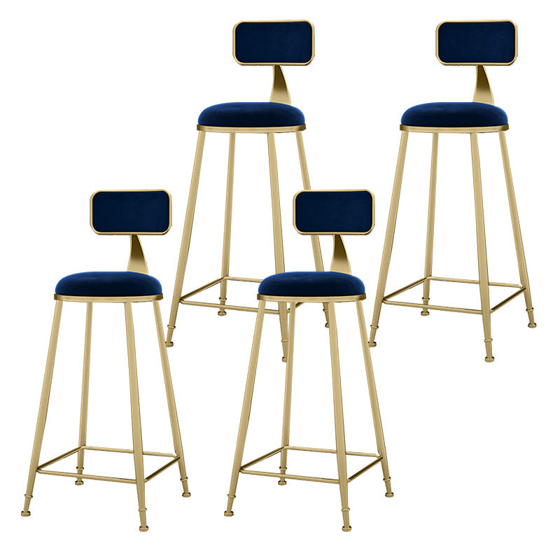 Glam Metal Upholstered Barstool Indoor Bar Stool With Cushion and Iron Legs Dark Blue 4 Piece Set Clearhalo 'Bar Furniture' 'Bar Stools' 'bar_stools' 'furn' 'furn_bar_stools' 'furniture_bar_stools' 'Kitchen & Dining Furniture' 'kitchen&dining_furn' 'kitchen' 'kitchen_furn' Furniture' 4354680