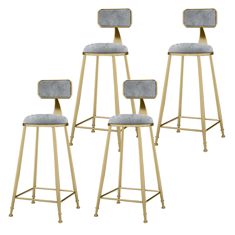 Glam Metal Upholstered Barstool Indoor Bar Stool With Cushion and Iron Legs Grey 4 Piece Set Clearhalo 'Bar Furniture' 'Bar Stools' 'bar_stools' 'furn' 'furn_bar_stools' 'furniture_bar_stools' 'Kitchen & Dining Furniture' 'kitchen&dining_furn' 'kitchen' 'kitchen_furn' Furniture' 4354682