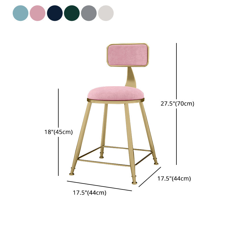 Glam Metal Upholstered Barstool Indoor Bar Stool With Cushion and Iron Legs Clearhalo 'Bar Furniture' 'Bar Stools' 'bar_stools' 'furn' 'furn_bar_stools' 'furniture_bar_stools' 'Kitchen & Dining Furniture' 'kitchen&dining_furn' 'kitchen' 'kitchen_furn' Furniture' 4354684