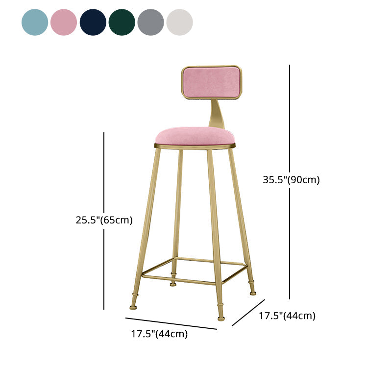Glam Metal Upholstered Barstool Indoor Bar Stool With Cushion and Iron Legs Clearhalo 'Bar Furniture' 'Bar Stools' 'bar_stools' 'furn' 'furn_bar_stools' 'furniture_bar_stools' 'Kitchen & Dining Furniture' 'kitchen&dining_furn' 'kitchen' 'kitchen_furn' Furniture' 4354685