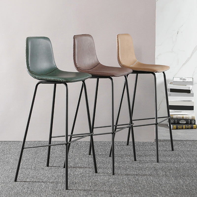 Indoor Faux Leather Bar Stool Modern Bucket Arm-less Low Back Counter Chair Clearhalo 'Bar Furniture' 'Bar Stools' 'bar_stools' 'furn' 'furn_bar_stools' 'furniture_bar_stools' 'Kitchen & Dining Furniture' 'kitchen&dining_furn' 'kitchen' 'kitchen_furn' Furniture' 4354687