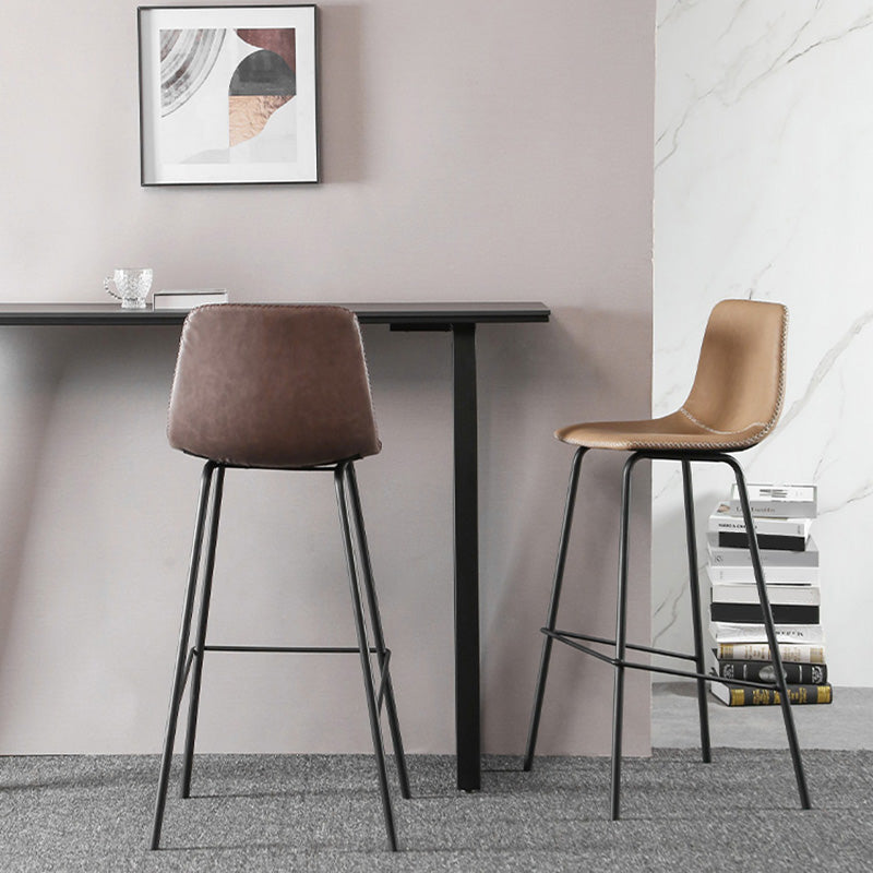 Indoor Faux Leather Bar Stool Modern Bucket Arm-less Low Back Counter Chair Clearhalo 'Bar Furniture' 'Bar Stools' 'bar_stools' 'furn' 'furn_bar_stools' 'furniture_bar_stools' 'Kitchen & Dining Furniture' 'kitchen&dining_furn' 'kitchen' 'kitchen_furn' Furniture' 4354689