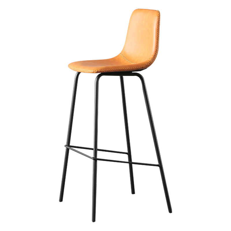 Indoor Faux Leather Bar Stool Modern Bucket Arm-less Low Back Counter Chair Orange 1 Piece Clearhalo 'Bar Furniture' 'Bar Stools' 'bar_stools' 'furn' 'furn_bar_stools' 'furniture_bar_stools' 'Kitchen & Dining Furniture' 'kitchen&dining_furn' 'kitchen' 'kitchen_furn' Furniture' 4354690
