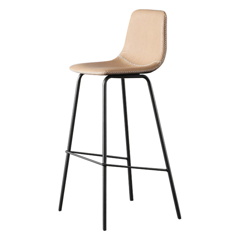 Indoor Faux Leather Bar Stool Modern Bucket Arm-less Low Back Counter Chair Light Brown 1 Piece Clearhalo 'Bar Furniture' 'Bar Stools' 'bar_stools' 'furn' 'furn_bar_stools' 'furniture_bar_stools' 'Kitchen & Dining Furniture' 'kitchen&dining_furn' 'kitchen' 'kitchen_furn' Furniture' 4354693