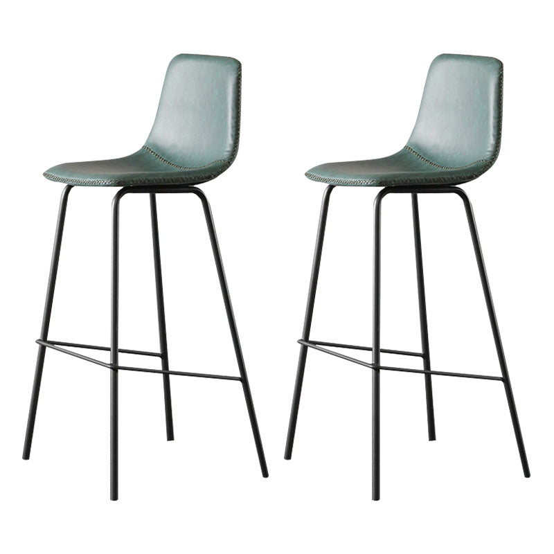 Indoor Faux Leather Bar Stool Modern Bucket Arm-less Low Back Counter Chair Green 2 Piece Set Clearhalo 'Bar Furniture' 'Bar Stools' 'bar_stools' 'furn' 'furn_bar_stools' 'furniture_bar_stools' 'Kitchen & Dining Furniture' 'kitchen&dining_furn' 'kitchen' 'kitchen_furn' Furniture' 4354695