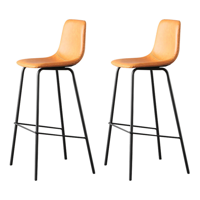 Indoor Faux Leather Bar Stool Modern Bucket Arm-less Low Back Counter Chair Orange 2 Piece Set Clearhalo 'Bar Furniture' 'Bar Stools' 'bar_stools' 'furn' 'furn_bar_stools' 'furniture_bar_stools' 'Kitchen & Dining Furniture' 'kitchen&dining_furn' 'kitchen' 'kitchen_furn' Furniture' 4354698