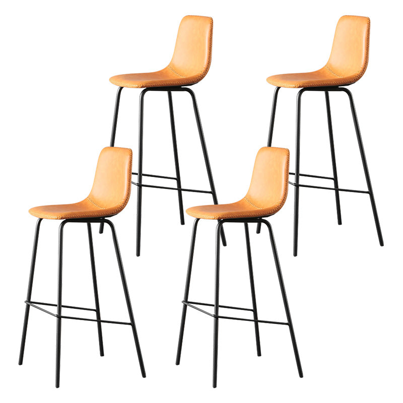 Indoor Faux Leather Bar Stool Modern Bucket Arm-less Low Back Counter Chair Orange 4 Piece Set Clearhalo 'Bar Furniture' 'Bar Stools' 'bar_stools' 'furn' 'furn_bar_stools' 'furniture_bar_stools' 'Kitchen & Dining Furniture' 'kitchen&dining_furn' 'kitchen' 'kitchen_furn' Furniture' 4354706