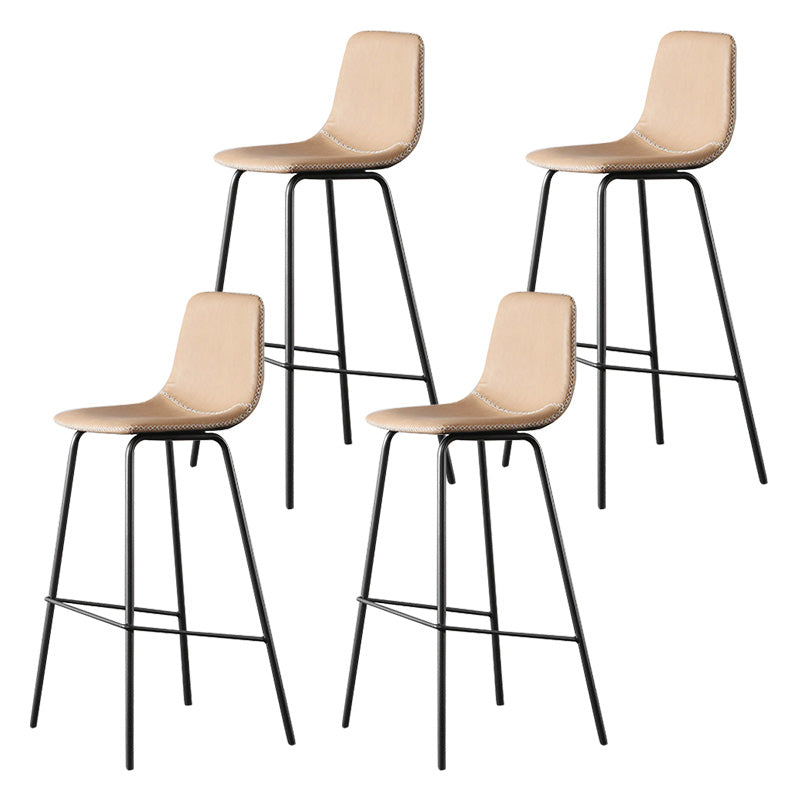 Indoor Faux Leather Bar Stool Modern Bucket Arm-less Low Back Counter Chair Light Brown 4 Piece Set Clearhalo 'Bar Furniture' 'Bar Stools' 'bar_stools' 'furn' 'furn_bar_stools' 'furniture_bar_stools' 'Kitchen & Dining Furniture' 'kitchen&dining_furn' 'kitchen' 'kitchen_furn' Furniture' 4354709