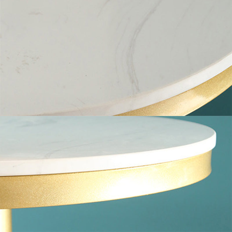 Glam Gold Bar Table Faux Marble 23.6"W Round Top White Wood Bistro Table Clearhalo 'Bar Furniture' 'Bar Tables' 'bar_tables' 'furn' 'furn_bar_tables' 'Furniture' 'furniture_bar_tables' 'Kitchen & Dining Furniture' 'kitchen&dining_furn' 'kitchen' 4354718