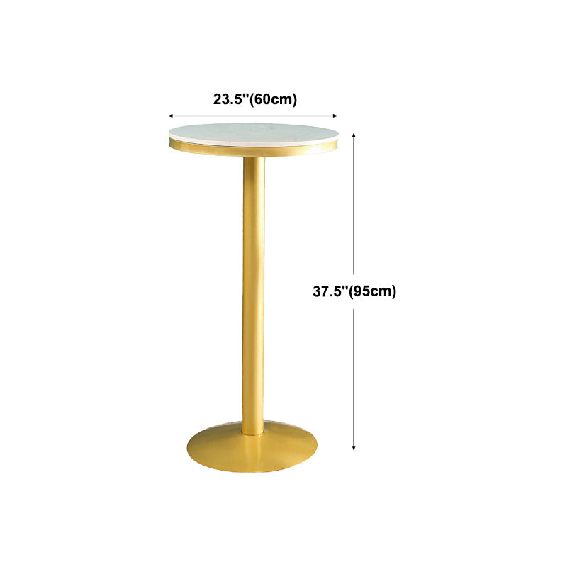 Glam Gold Bar Table Faux Marble 23.6"W Round Top White Wood Bistro Table Clearhalo 'Bar Furniture' 'Bar Tables' 'bar_tables' 'furn' 'furn_bar_tables' 'Furniture' 'furniture_bar_tables' 'Kitchen & Dining Furniture' 'kitchen&dining_furn' 'kitchen' 4354721