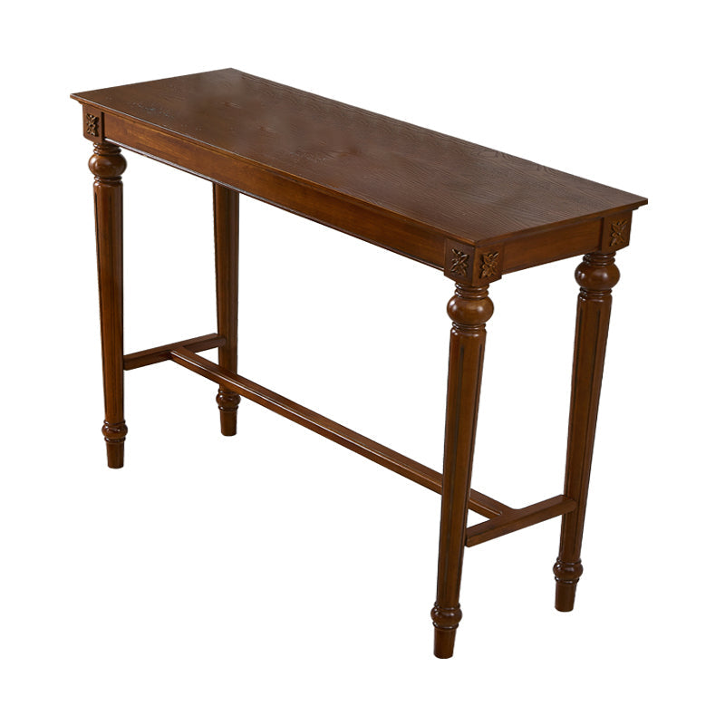 Brown Solid Wood Cocktail Bar Table Rectangle Footrest Indoor Bar/Dinette Table Clearhalo 'Bar Furniture' 'Bar Tables' 'bar_tables' 'furn' 'furn_bar_tables' 'Furniture' 'furniture_bar_tables' 'Kitchen & Dining Furniture' 'kitchen&dining_furn' 'kitchen' 4354756