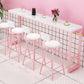 Cafe and Break-room Modern Pub/Bar Table Rectangle Footrest Pink Bar Height Pub Table 110.2"L x 15.7"W x 41.3"H Without Chairs Clearhalo 'Bar Furniture' 'Bar Tables' 'bar_tables' 'furn' 'furn_bar_tables' 'Furniture' 'furniture_bar_tables' 'Kitchen & Dining Furniture' 'kitchen&dining_furn' 'kitchen' 4354767