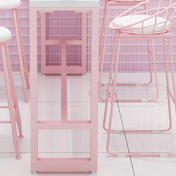 Cafe and Break-room Modern Pub/Bar Table Rectangle Footrest Pink Bar Height Pub Table Clearhalo 'Bar Furniture' 'Bar Tables' 'bar_tables' 'furn' 'furn_bar_tables' 'Furniture' 'furniture_bar_tables' 'Kitchen & Dining Furniture' 'kitchen&dining_furn' 'kitchen' 4354771