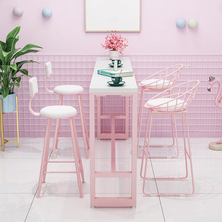 Cafe and Break-room Modern Pub/Bar Table Rectangle Footrest Pink Bar Height Pub Table Clearhalo 'Bar Furniture' 'Bar Tables' 'bar_tables' 'furn' 'furn_bar_tables' 'Furniture' 'furniture_bar_tables' 'Kitchen & Dining Furniture' 'kitchen&dining_furn' 'kitchen' 4354774