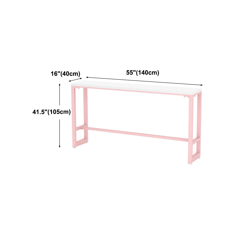 Cafe and Break-room Modern Pub/Bar Table Rectangle Footrest Pink Bar Height Pub Table Clearhalo 'Bar Furniture' 'Bar Tables' 'bar_tables' 'furn' 'furn_bar_tables' 'Furniture' 'furniture_bar_tables' 'Kitchen & Dining Furniture' 'kitchen&dining_furn' 'kitchen' 4354777