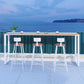 Outdoor Wood Footrest Hall/Pub Table Rectangle Bistro Bar Height Cocktail Table 86.6"L x 15.7"W x 41.3"H White Without Chairs Clearhalo 'Bar Furniture' 'Bar Tables' 'bar_tables' 'furn' 'furn_bar_tables' 'Furniture' 'furniture_bar_tables' 'Kitchen & Dining Furniture' 'kitchen&dining_furn' 'kitchen' 4354788