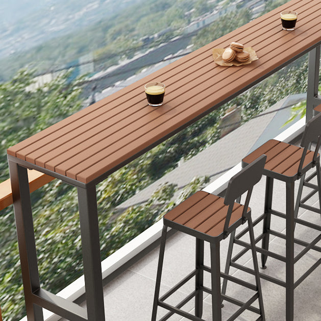 Outdoor Wood Footrest Hall/Pub Table Rectangle Bistro Bar Height Cocktail Table Clearhalo 'Bar Furniture' 'Bar Tables' 'bar_tables' 'furn' 'furn_bar_tables' 'Furniture' 'furniture_bar_tables' 'Kitchen & Dining Furniture' 'kitchen&dining_furn' 'kitchen' 4354791