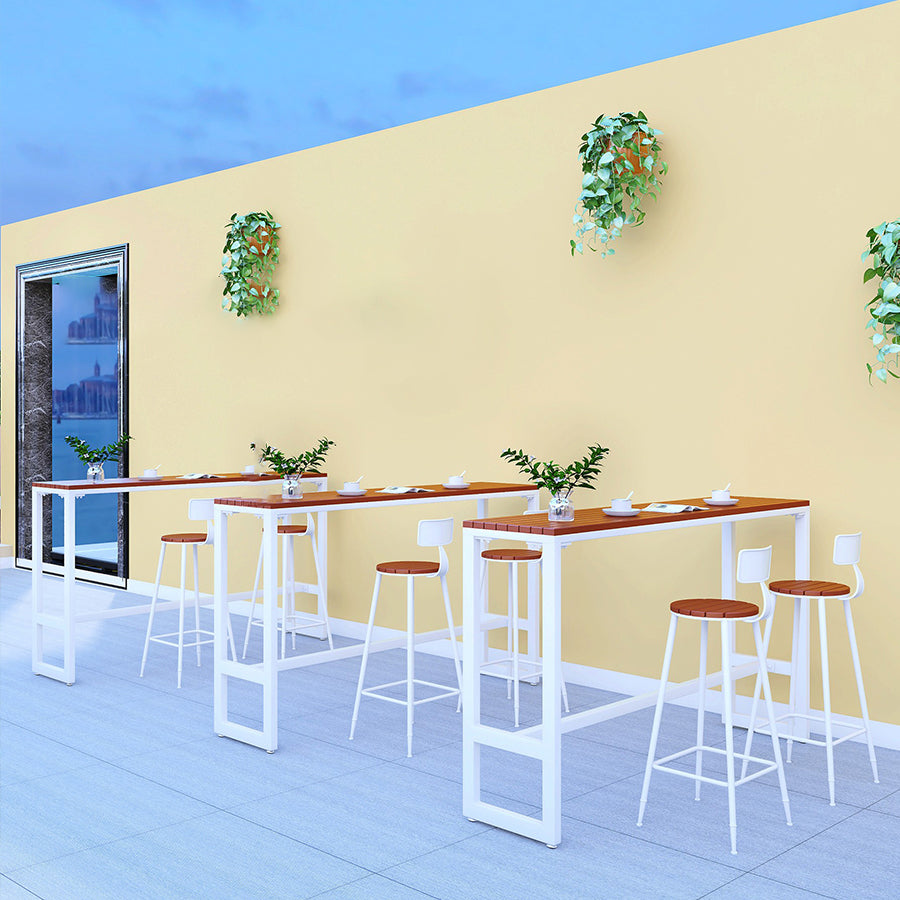 Outdoor Wood Footrest Hall/Pub Table Rectangle Bistro Bar Height Cocktail Table White Without Chairs Clearhalo 'Bar Furniture' 'Bar Tables' 'bar_tables' 'furn' 'furn_bar_tables' 'Furniture' 'furniture_bar_tables' 'Kitchen & Dining Furniture' 'kitchen&dining_furn' 'kitchen' 4354795