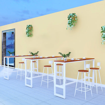 Outdoor Wood Footrest Hall/Pub Table Rectangle Bistro Bar Height Cocktail Table White Without Chairs Clearhalo 'Bar Furniture' 'Bar Tables' 'bar_tables' 'furn' 'furn_bar_tables' 'Furniture' 'furniture_bar_tables' 'Kitchen & Dining Furniture' 'kitchen&dining_furn' 'kitchen' 4354795