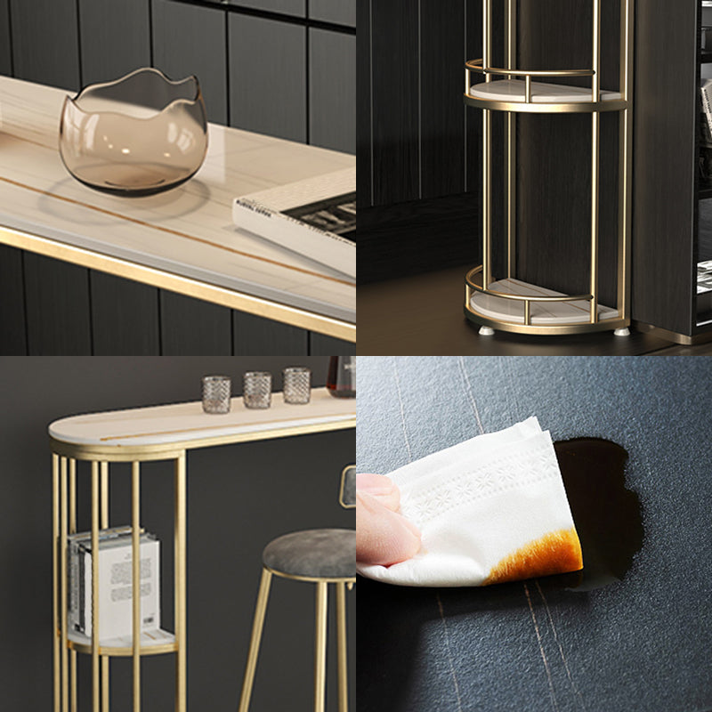 Modern Stone Storage Pub Height Dining Table Double Pedestal Indoor Bar Table, Only Table Clearhalo 'Bar Furniture' 'Bar Tables' 'bar_tables' 'furn' 'furn_bar_tables' 'Furniture' 'furniture_bar_tables' 'Kitchen & Dining Furniture' 'kitchen&dining_furn' 'kitchen' 4354810