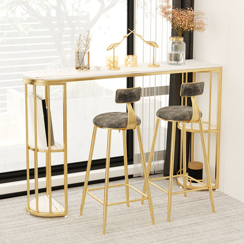 Modern Stone Storage Pub Height Dining Table Double Pedestal Indoor Bar Table, Only Table Clearhalo 'Bar Furniture' 'Bar Tables' 'bar_tables' 'furn' 'furn_bar_tables' 'Furniture' 'furniture_bar_tables' 'Kitchen & Dining Furniture' 'kitchen&dining_furn' 'kitchen' 4354812