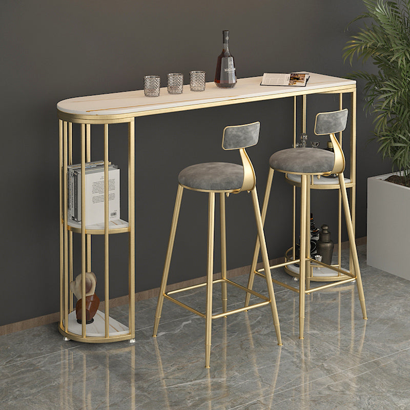 Modern Stone Storage Pub Height Dining Table Double Pedestal Indoor Bar Table, Only Table Clearhalo 'Bar Furniture' 'Bar Tables' 'bar_tables' 'furn' 'furn_bar_tables' 'Furniture' 'furniture_bar_tables' 'Kitchen & Dining Furniture' 'kitchen&dining_furn' 'kitchen' 4354816