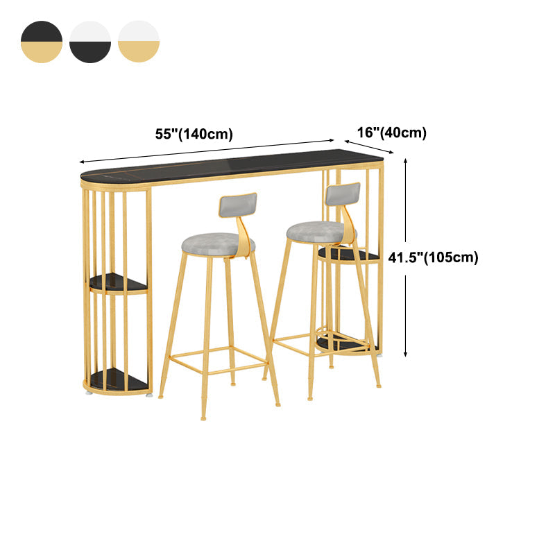 Modern Stone Storage Pub Height Dining Table Double Pedestal Indoor Bar Table, Only Table Clearhalo 'Bar Furniture' 'Bar Tables' 'bar_tables' 'furn' 'furn_bar_tables' 'Furniture' 'furniture_bar_tables' 'Kitchen & Dining Furniture' 'kitchen&dining_furn' 'kitchen' 4354818