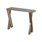 Glam Stone Pub Bar Table Indoor Gold Iron Bar Dining Table with Double Pedestal Grey Without Chairs Clearhalo 'Bar Furniture' 'Bar Tables' 'bar_tables' 'furn' 'furn_bar_tables' 'Furniture' 'furniture_bar_tables' 'Kitchen & Dining Furniture' 'kitchen&dining_furn' 'kitchen' 4354822